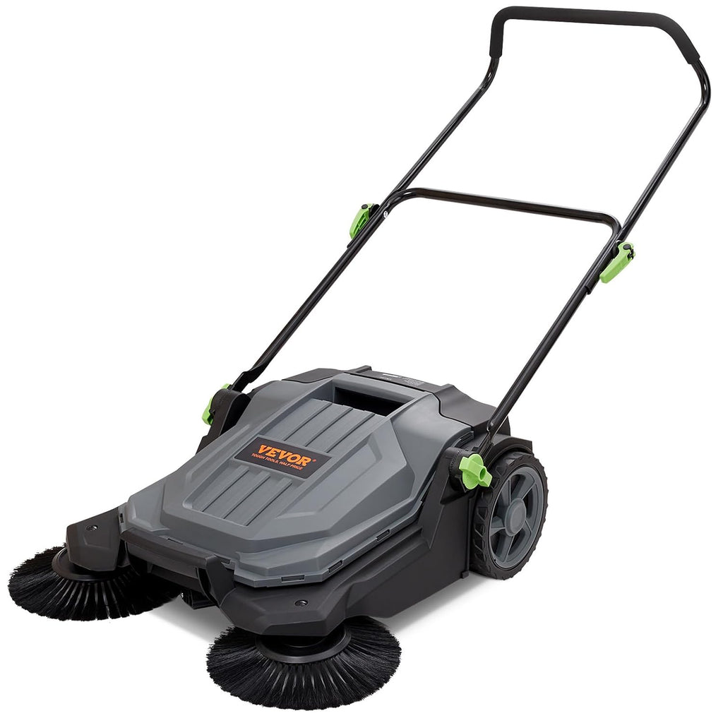 25.6" Sweeping Width Manual Non-Electric Floor Sweeper with 5-Gallon Waste Container X520