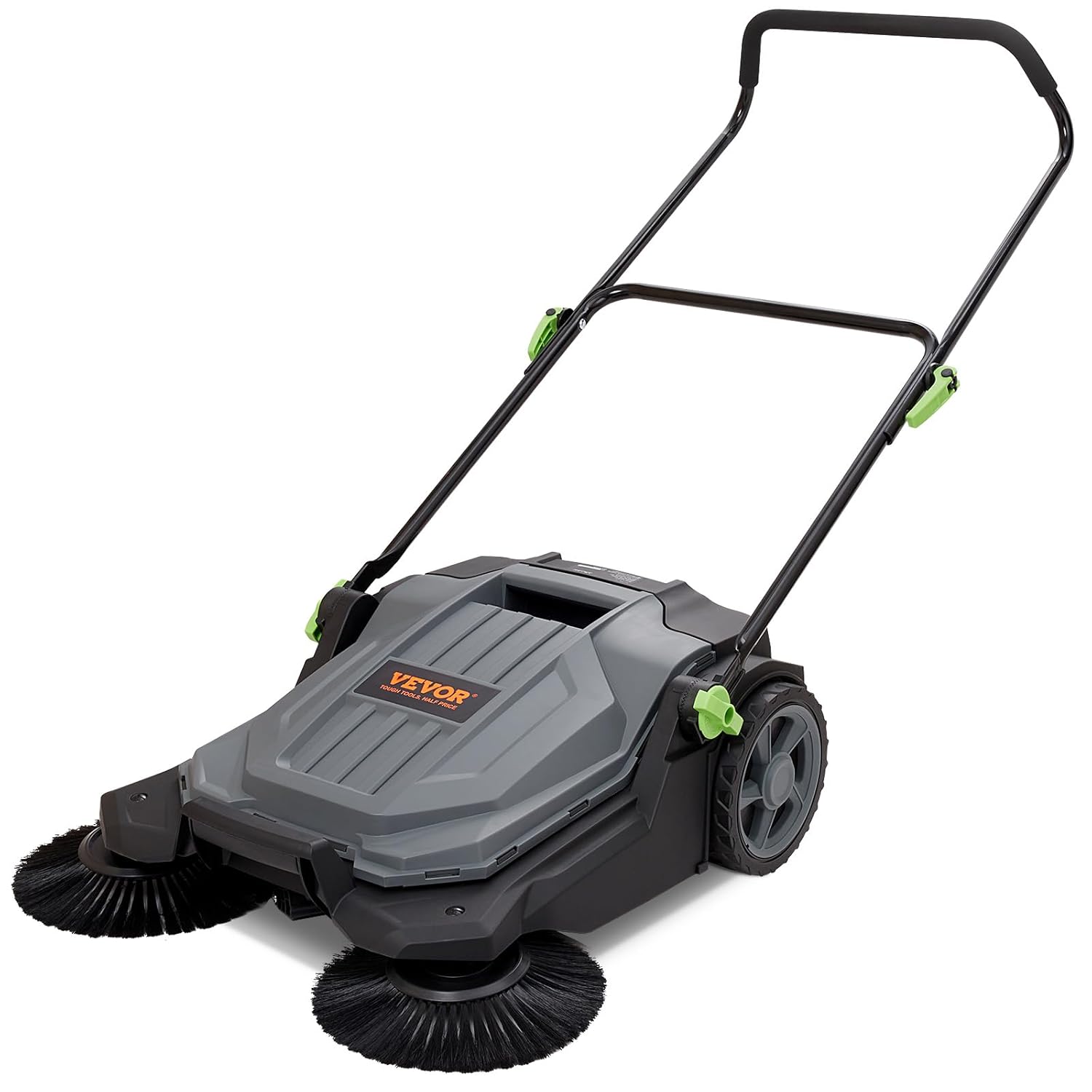 25.6" Sweeping Width Manual Non-Electric Floor Sweeper with 5-Gallon Waste Container X520