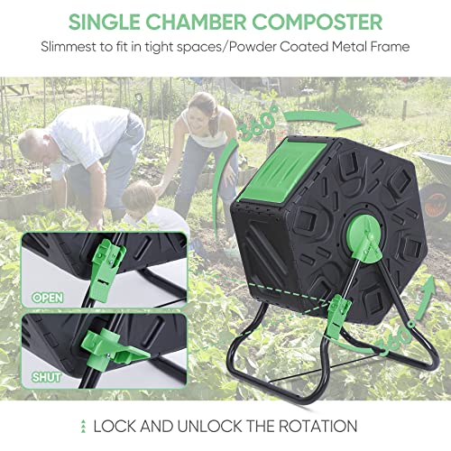 37 Gallon Dual Chamber Composter Tumbler with Steel Frame C134