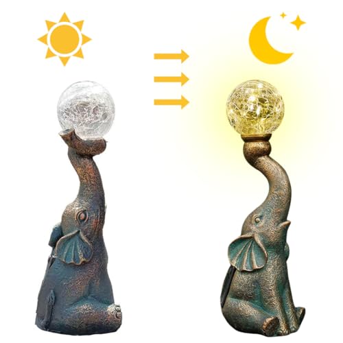 Bronze Solar Elephant Statue Light O7350