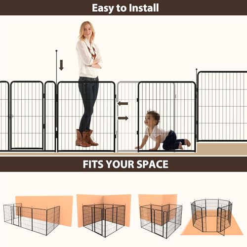 Heavy Duty Metal Dog Play Pen with Gate, 32" Height 8 Panels X5420
