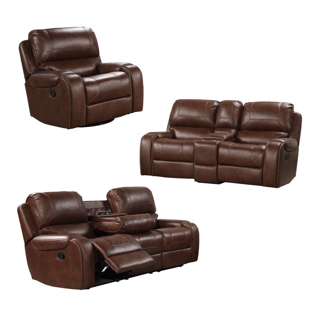 Brown Leather 3-Piece Sofa Set Z8304