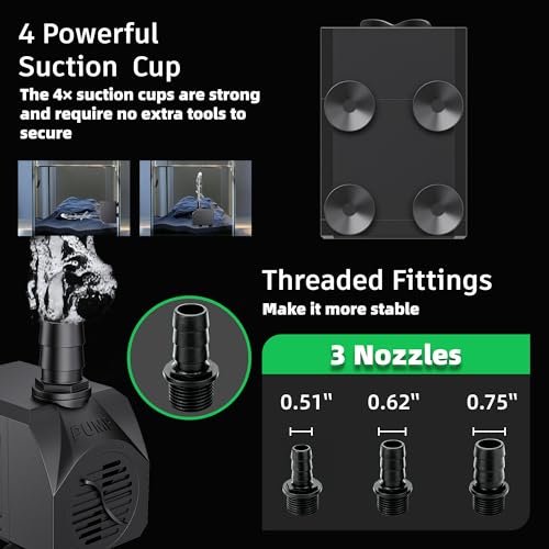 550 GPH 30W Quiet Submersible Water Pump with 3 Nozzles B822280