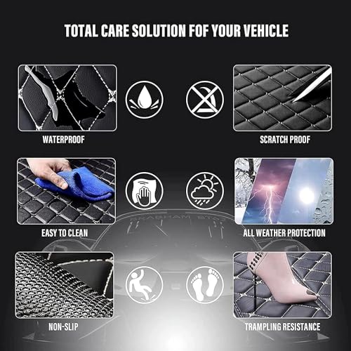 Gray Black Non-Slip Leather Floor Mats U4810
