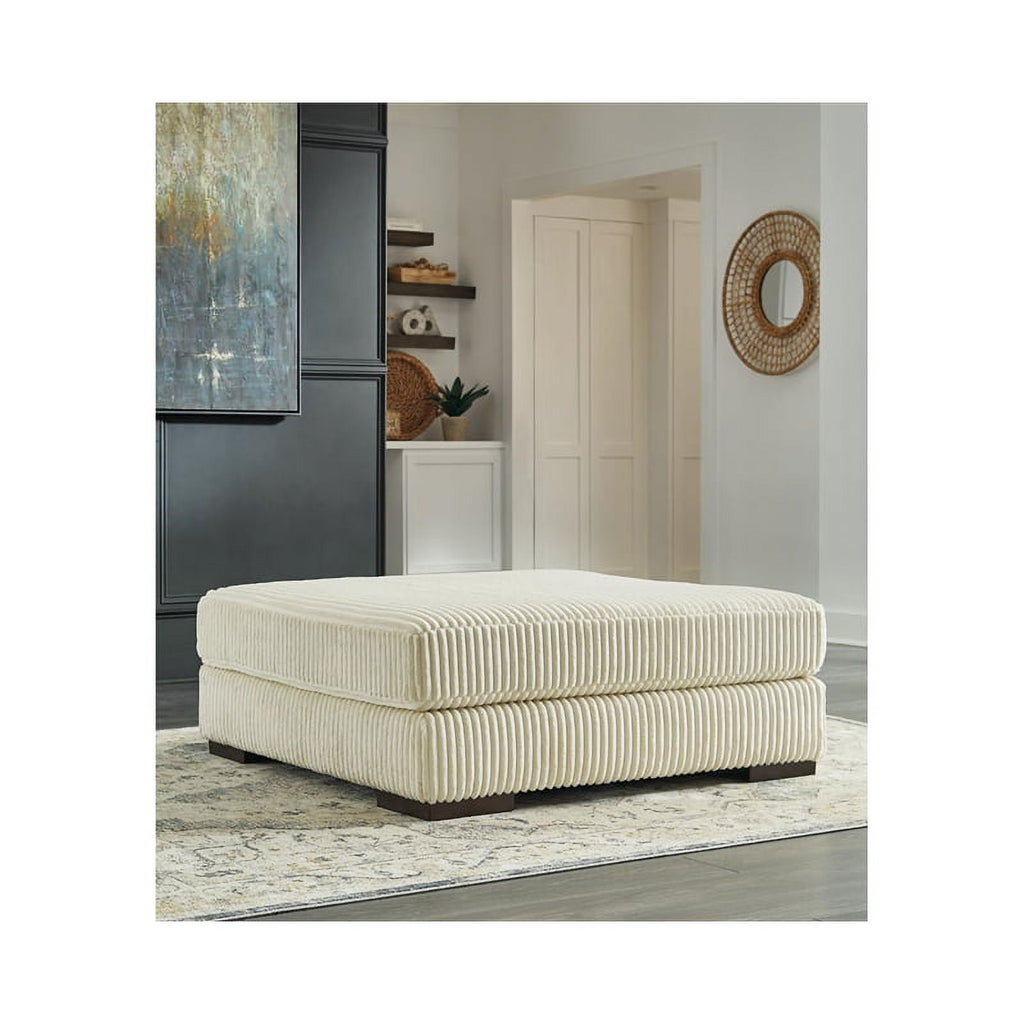 Oversized Fabric Accent Ottoman in Ivory V532