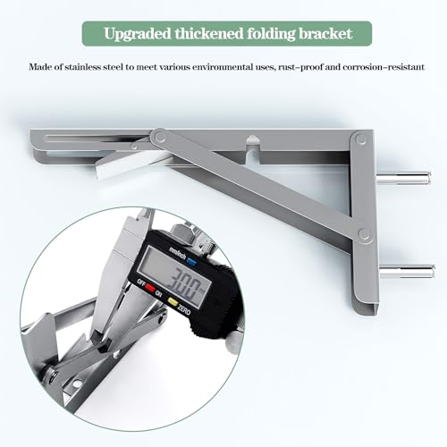 Stainless Steel Wall Mounted Folding Table with Metal Brackets, 120x40cm B2861