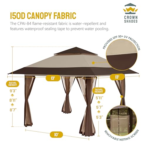 13x13 Grey Pop Up Gazebo with Wheeled Cover Bag A347211