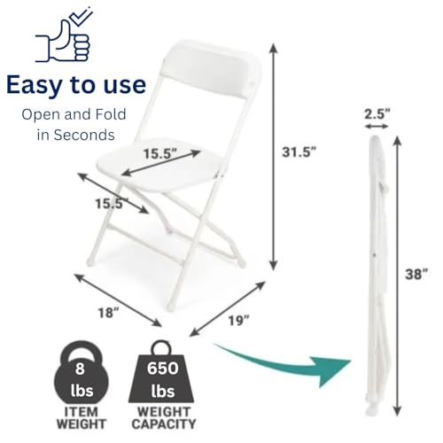 White Plastic Folding Chairs 10-Pack W5953