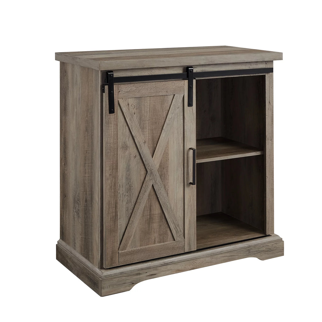 Grey Wash Sliding Barn Door Accent Cabinet D407556