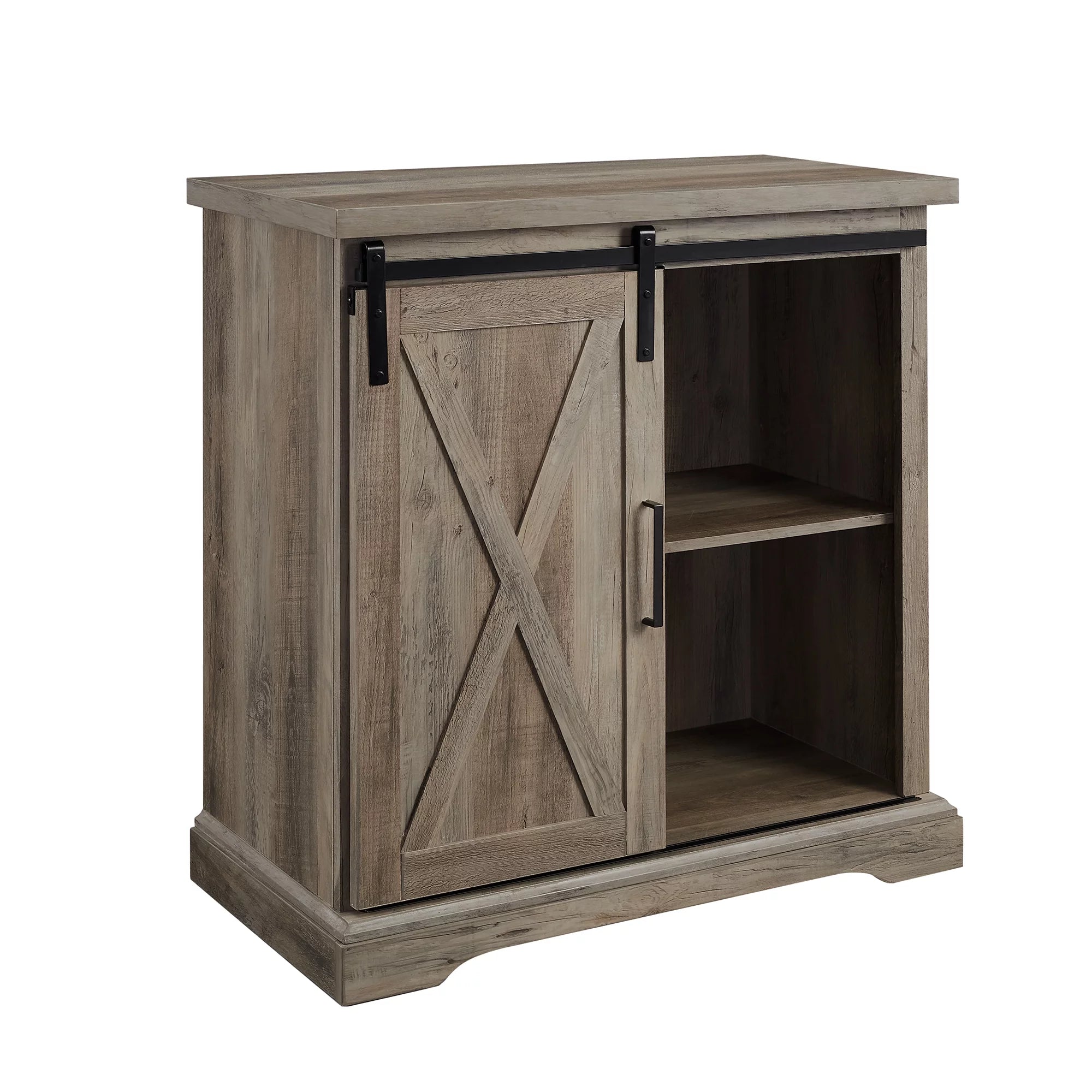 Grey Wash Sliding Barn Door Accent Cabinet D407556