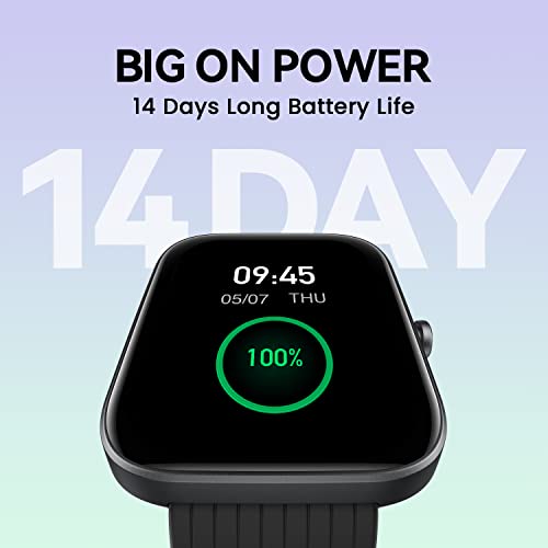 Black Smart Watch with 1.69 inch Display, 14-Day Battery Life, Blood Oxygen Heart Rate Monitor D502