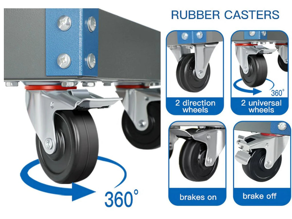 Tool Trolley with Hook, Non-slip Pearl Set, Ergonomic Handles, Rubber Brake Wheels K557