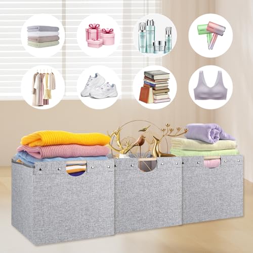 4 Pack Beige Fabric Storage Cubes with Wooden Handles G9048