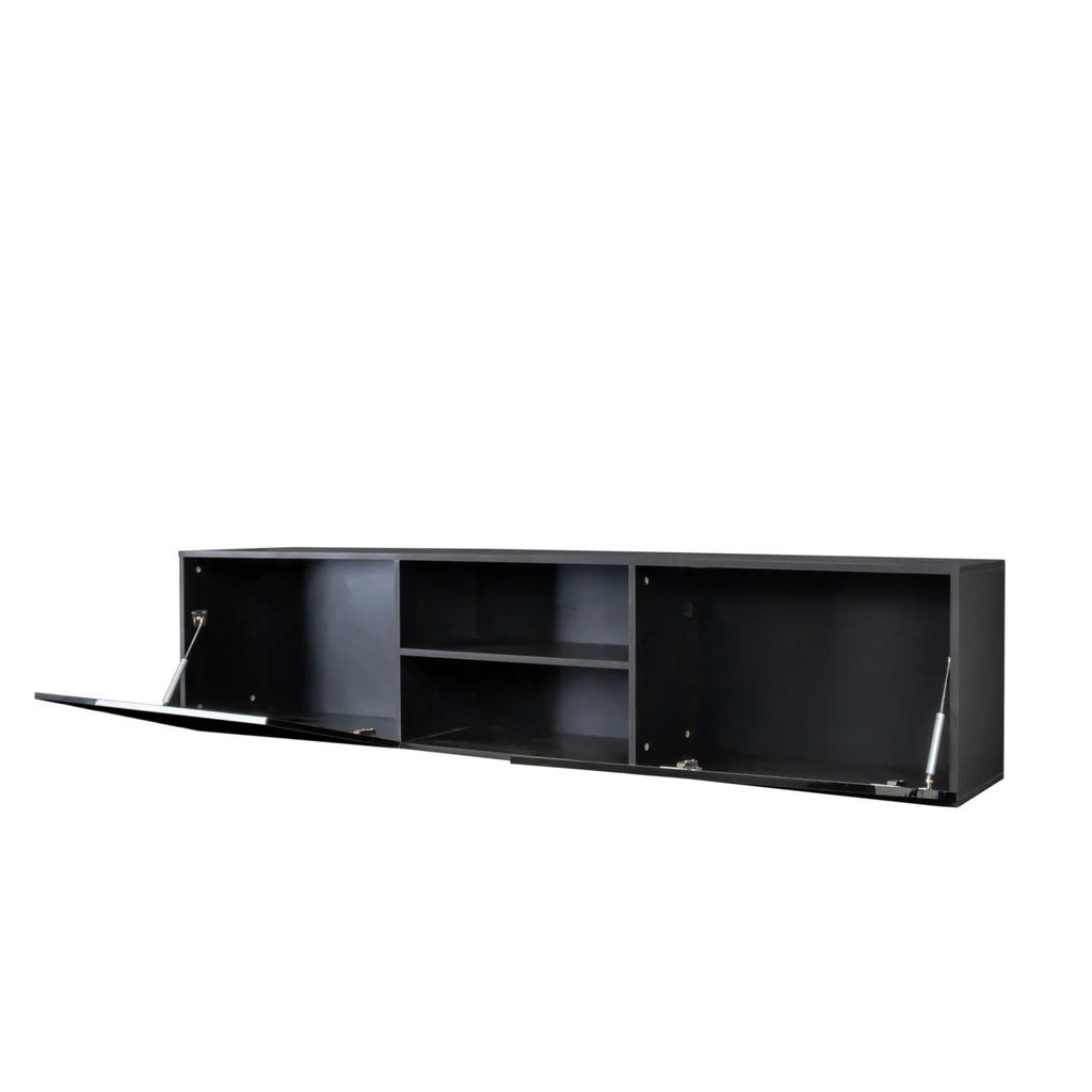 Floating TV Stand with Shelf and Clamshell Doors H1027