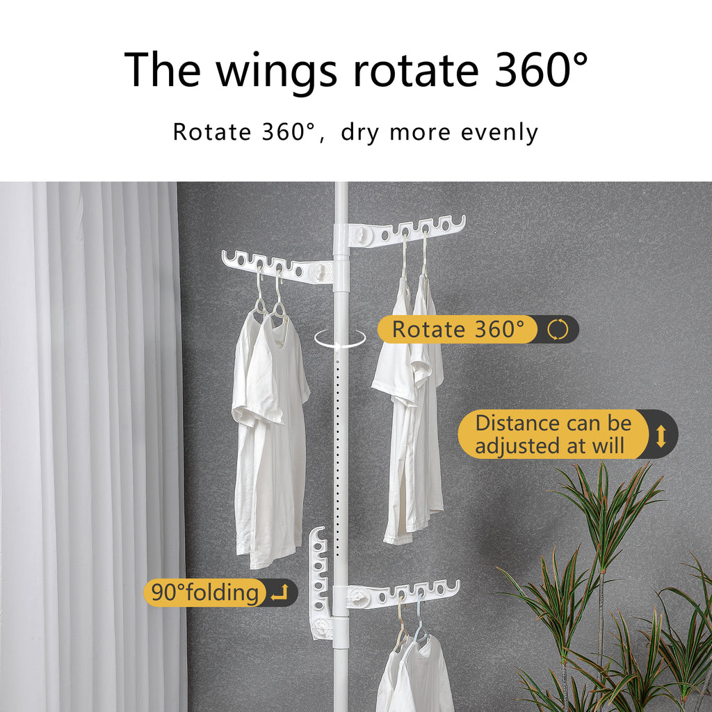 Black Adjustable Floor to Ceiling Tension Clothes Drying Rack A630239