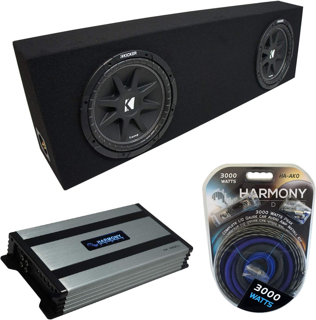 Dual 12 Loaded Sub Box Bundle with Amp & Install Kit E282489