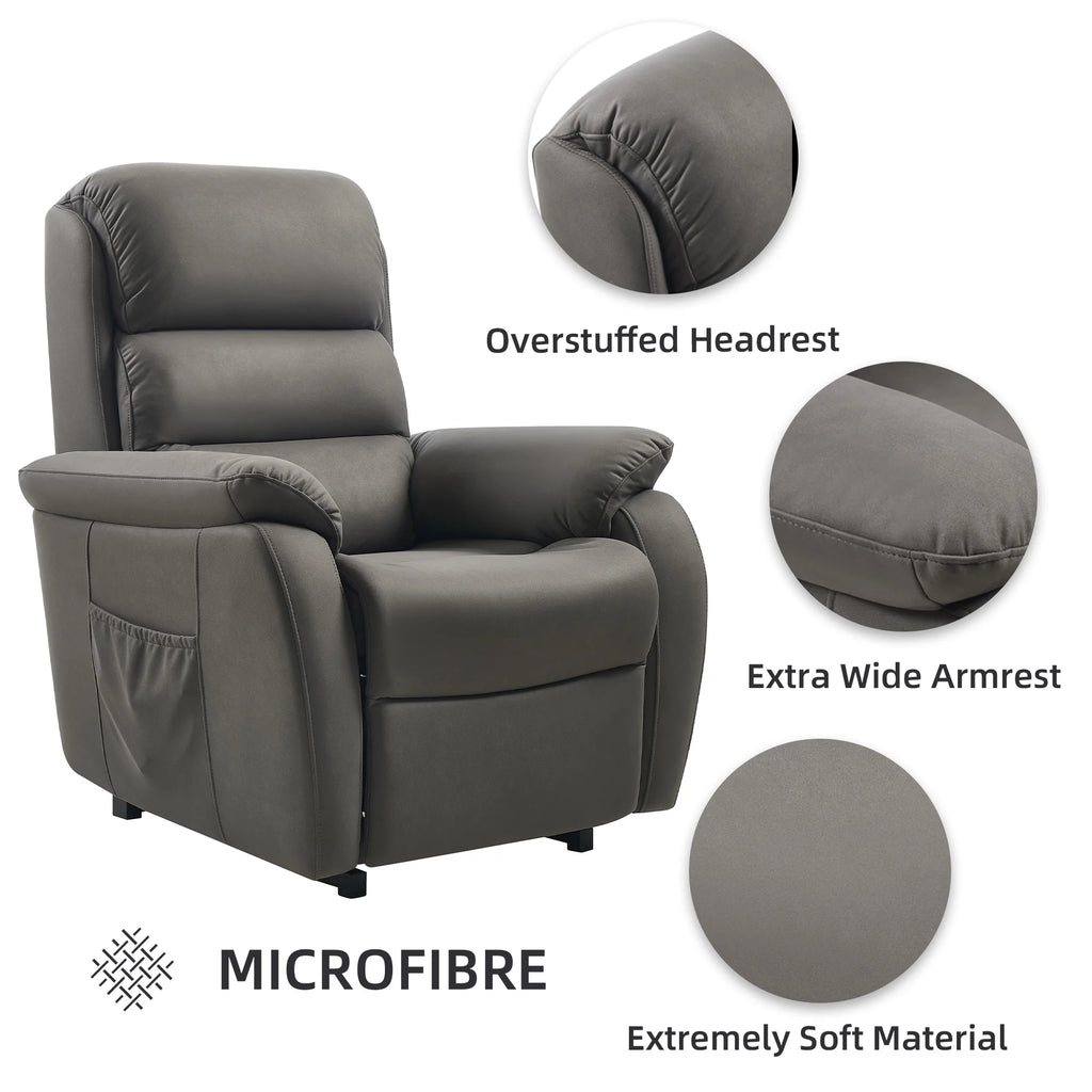 Large Power Lift Recliner with Massage and Heat, Fabric (Darkgrey) T5438