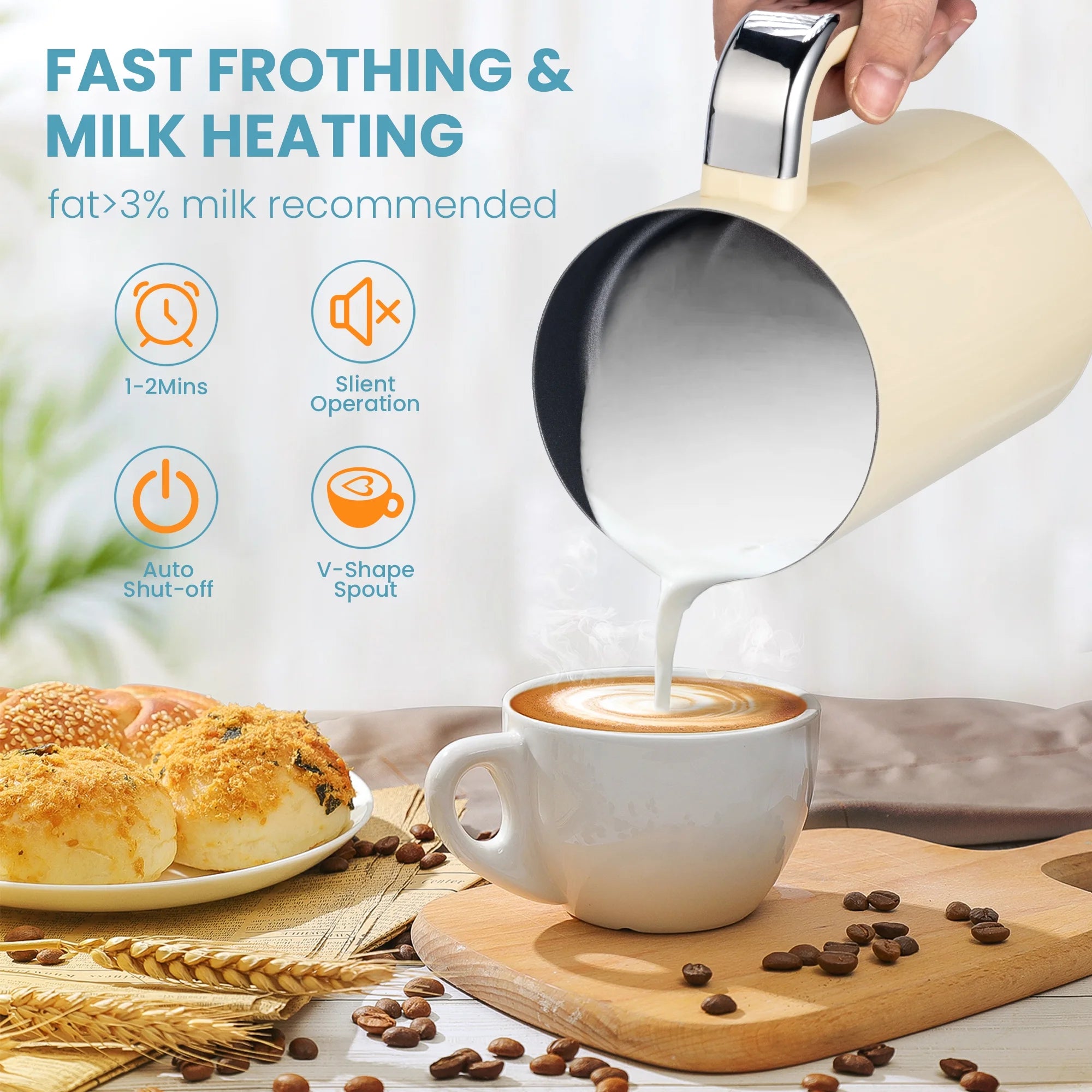 Electric Milk Frother and Steamer with 4 Settings Q89967