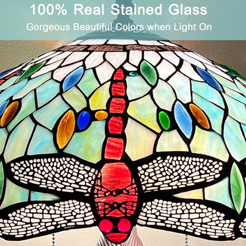 Tiffany Stained Glass Table Lamp 2-Light 16x16x24 Inches Q2356