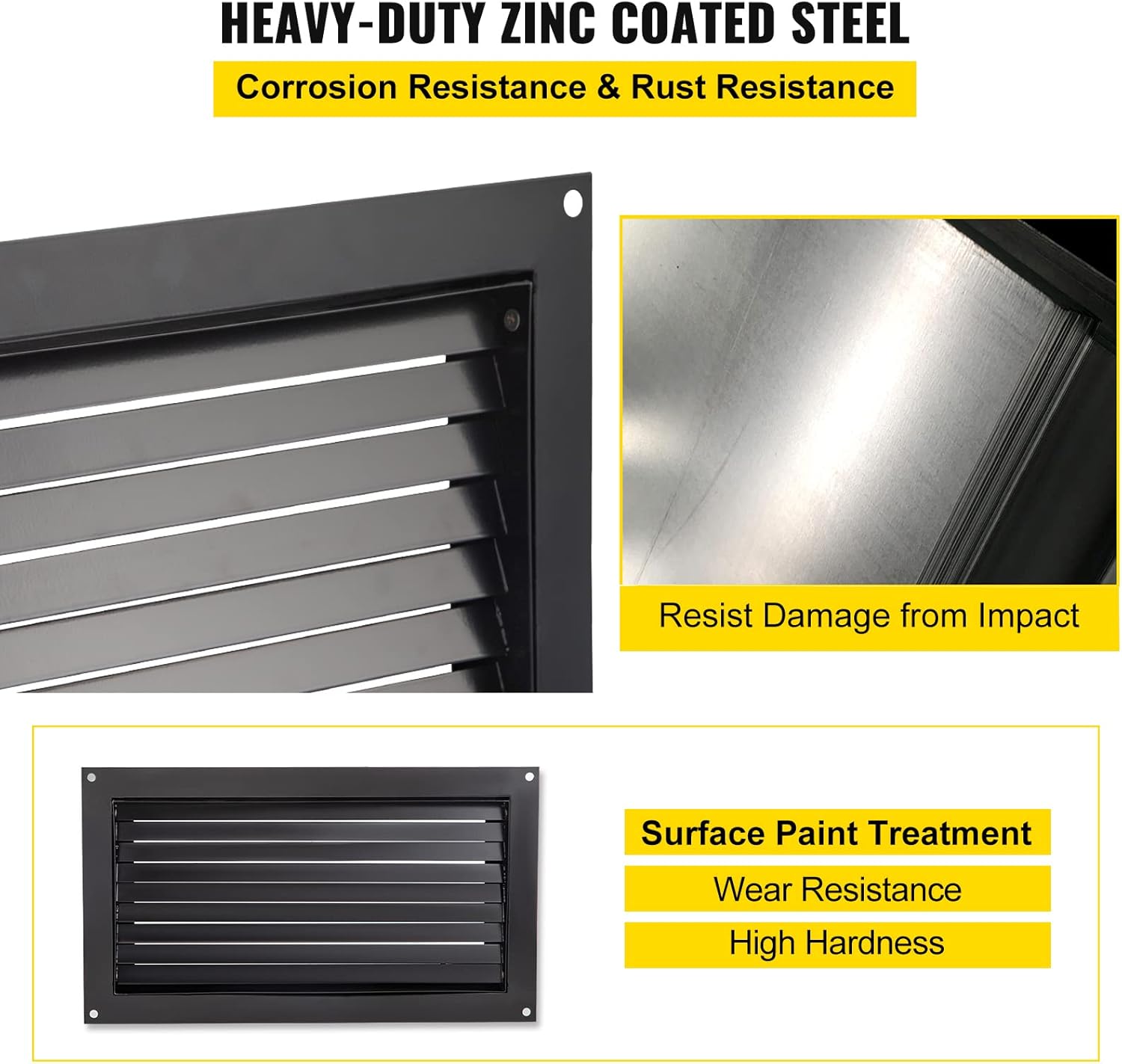 Black 8" x 16" Wall Mounted Flood Vent A118705