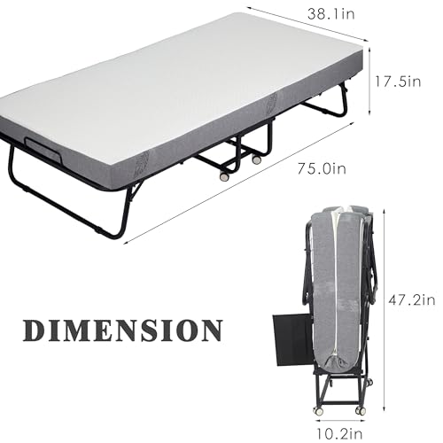 Black Folding Rollaway Bed with Mattress R532
