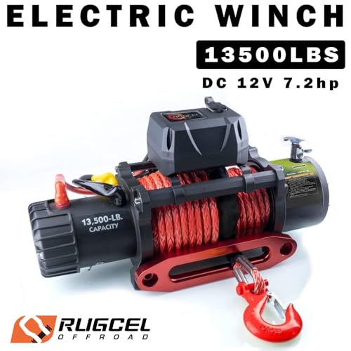 13500lb Waterproof Electric Synthetic Rope Winch with Hawse Fairlead K362484