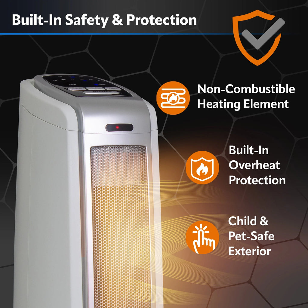 22.5 1500W Oscillating Ceramic Tower Electric Space Heater White U82093
