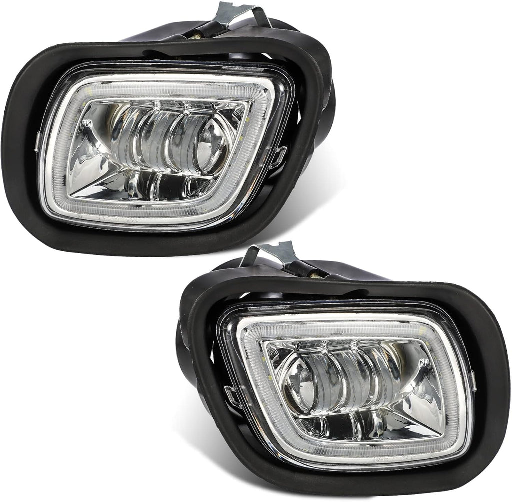Pair Fog Lights with LED Halo Ring Clear Lens White Light 12V H122174