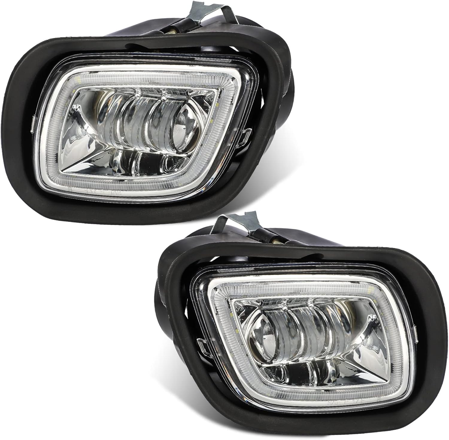 Pair Fog Lights with LED Halo Ring Clear Lens White Light 12V H122174