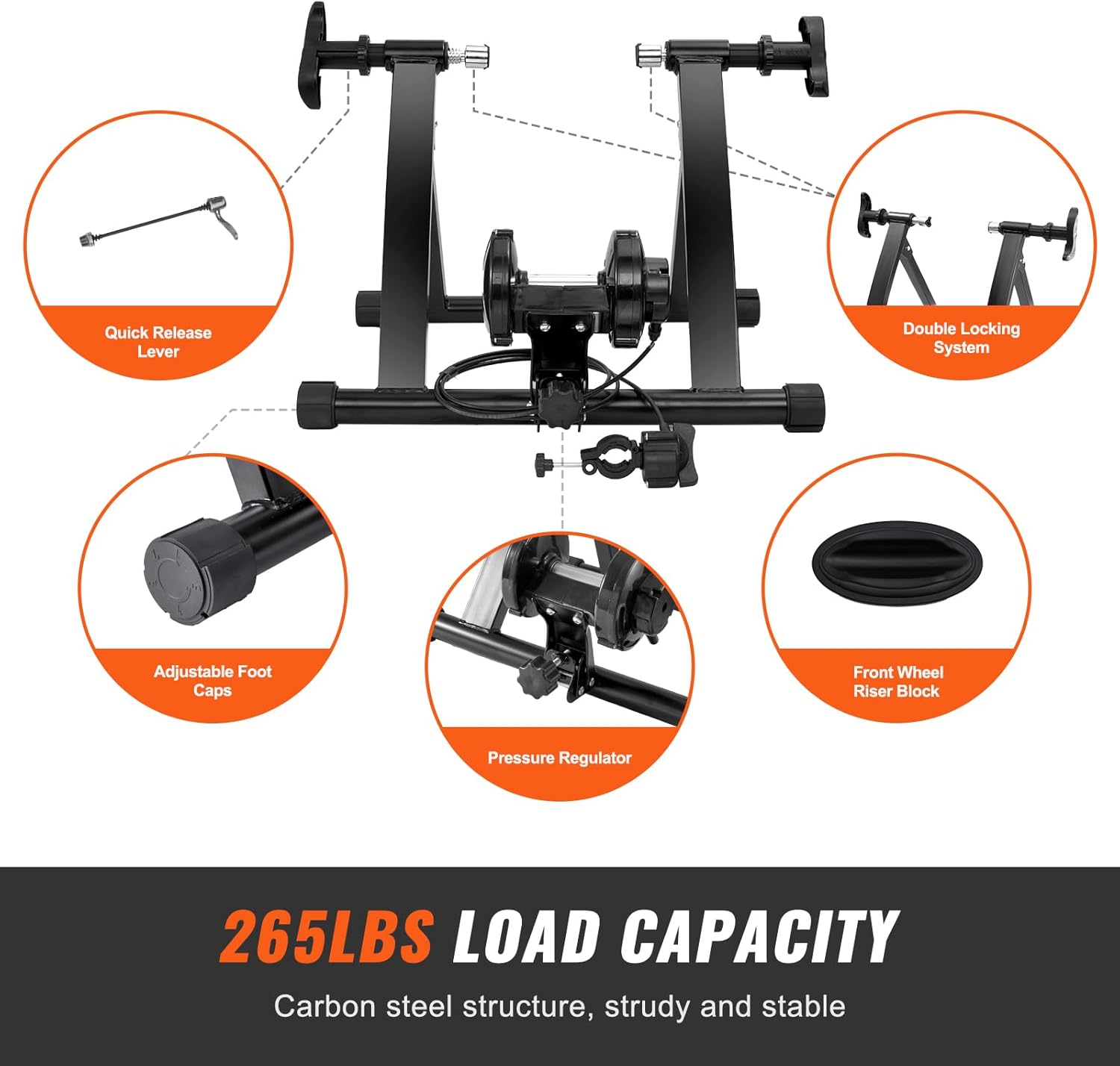 Magnetic Bike Trainer Stand for 26"-29" Wheels with 8 Resistance Settings F9170