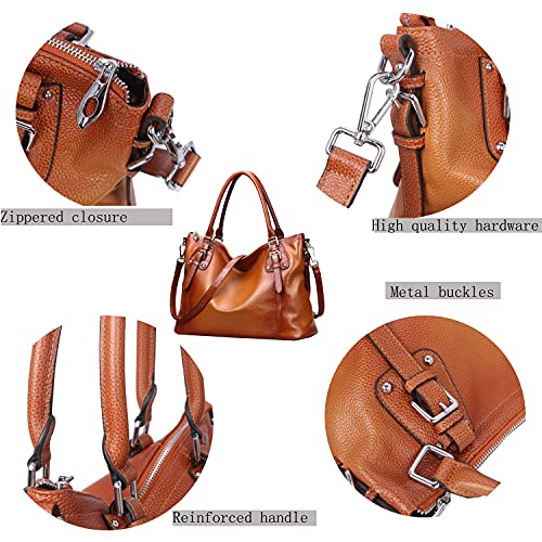Genuine Leather Tote Shoulder Bag Satchel Purse Top Handle Hobo Crossbody Purse G6456