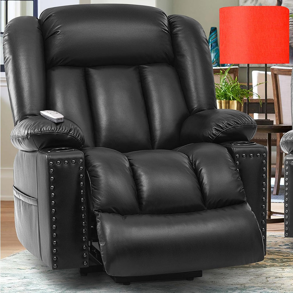 Black Dual Motor Power Lift Chair Recliner with Heat and Massage T493