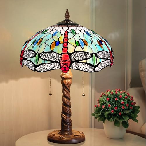 Tiffany Stained Glass Table Lamp 2-Light 16x16x24 Inches Q2356