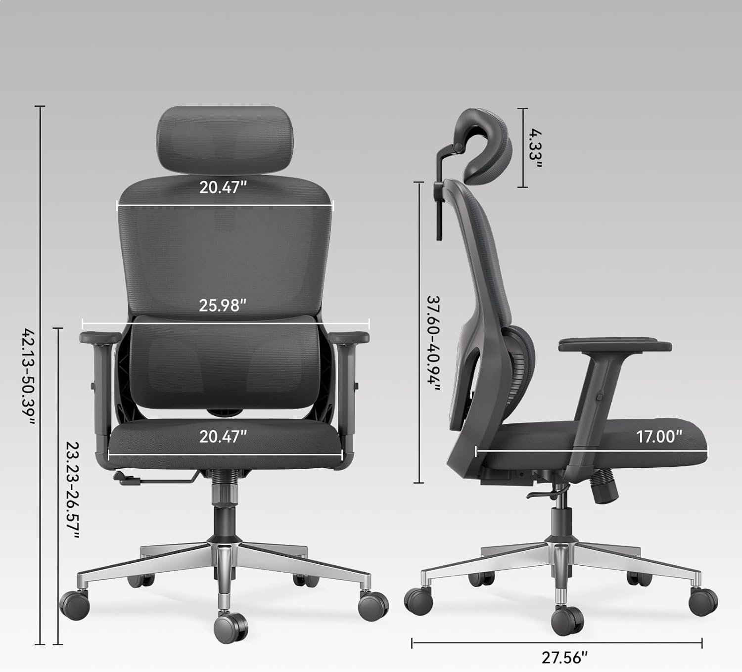 Black Ergonomic Swivel Office Chair with Adjustable Armrest and Headrest J7574