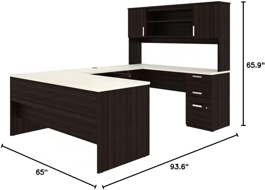 Dark and White Chocolate U Shaped Computer Desk G202