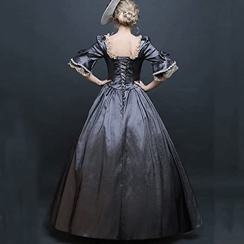 Women Renaissance Medieval Maxi Lace up Dress Vintage Half sleeve J41103