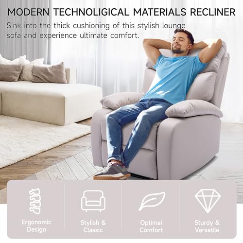 Beige Small Leather Recliner Chair U4311