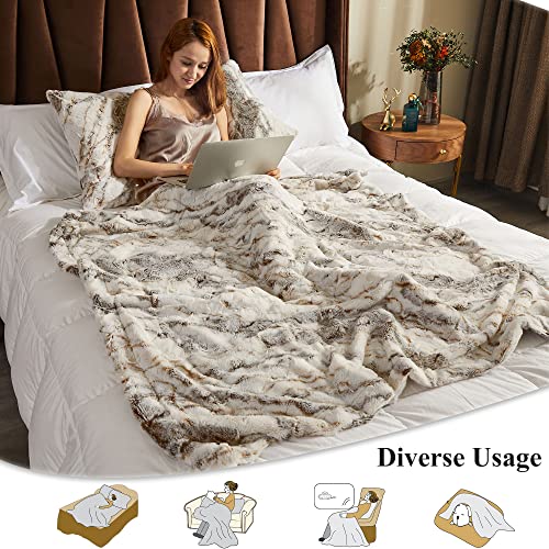 Marble Light Grey 50x60 Faux Fur Throw Blanket S4601