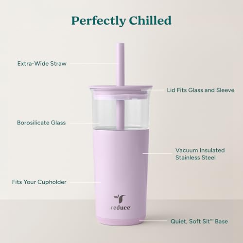 20 oz Vacuum Insulated Glass Tumbler with Lid & Straw K172