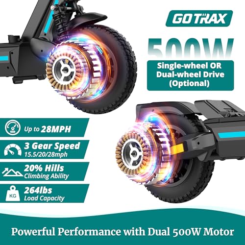Off-Road Electric Scooter with 10" Tubeless Tires, 25 Miles Range, Dual 500W Motor, 28Mph Top Speed, Dual Suspension, Quick-Release Battery, Foldable H1634