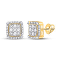 10kt Yellow Gold Diamond Square Cluster Earrings 1/2 Cttw M483953