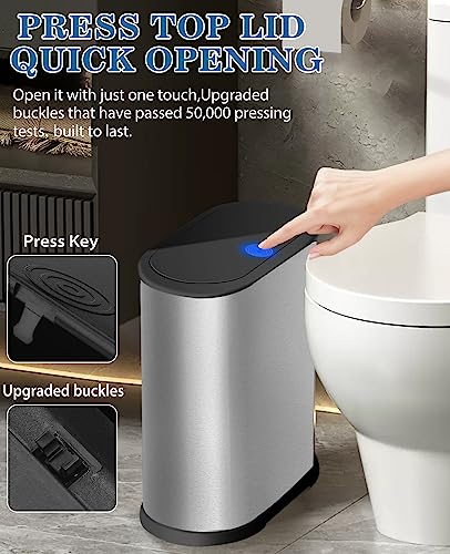 2.1 Gallon Stainless Steel Slim Trash Can with Press Top Lid G517