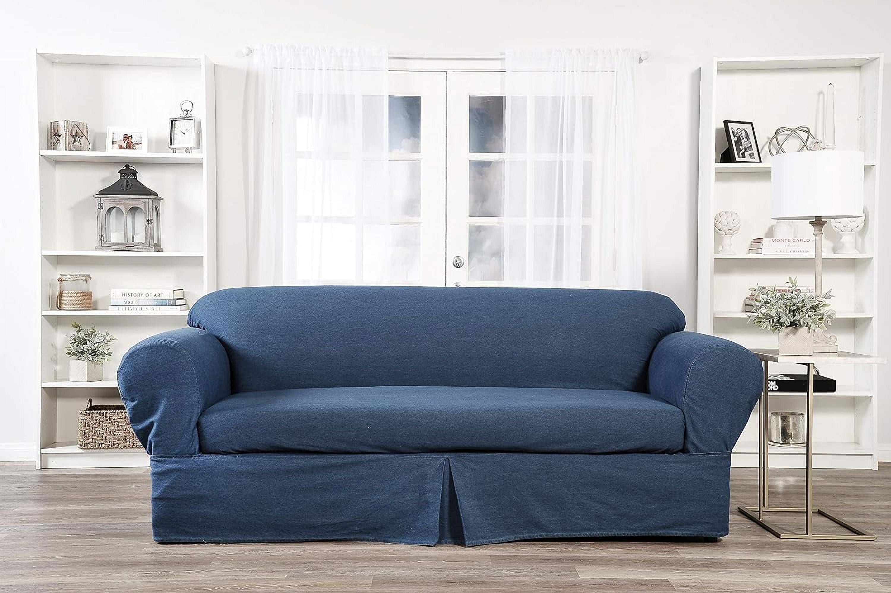 Blue Cotton Denim Sofa Slipcover A734903