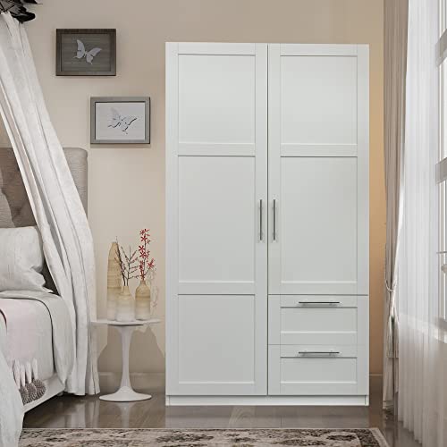 White Tall Kitchen Pantry Cabinet with 2 Doors and 2 Drawers A2132