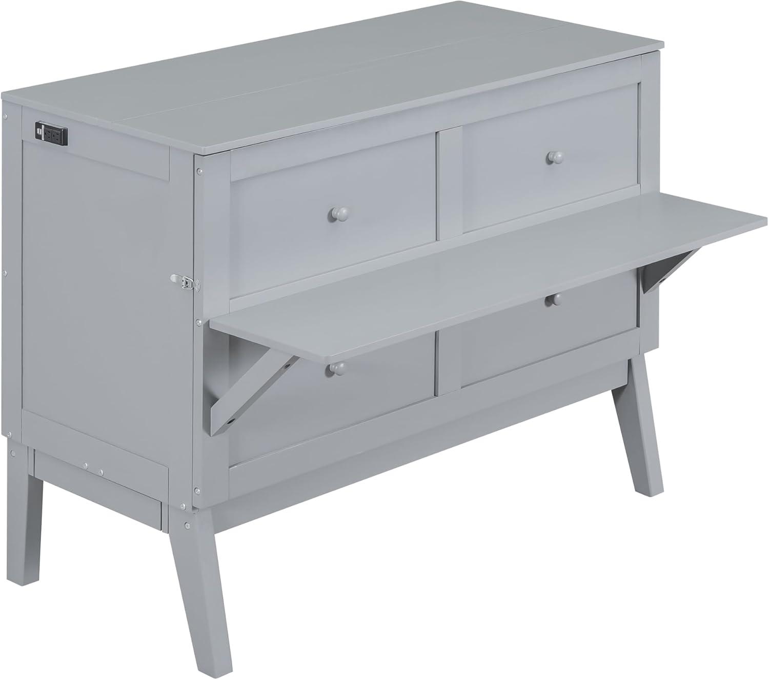 Gray Full Size Murphy Wall Bed with Cabinet J8399