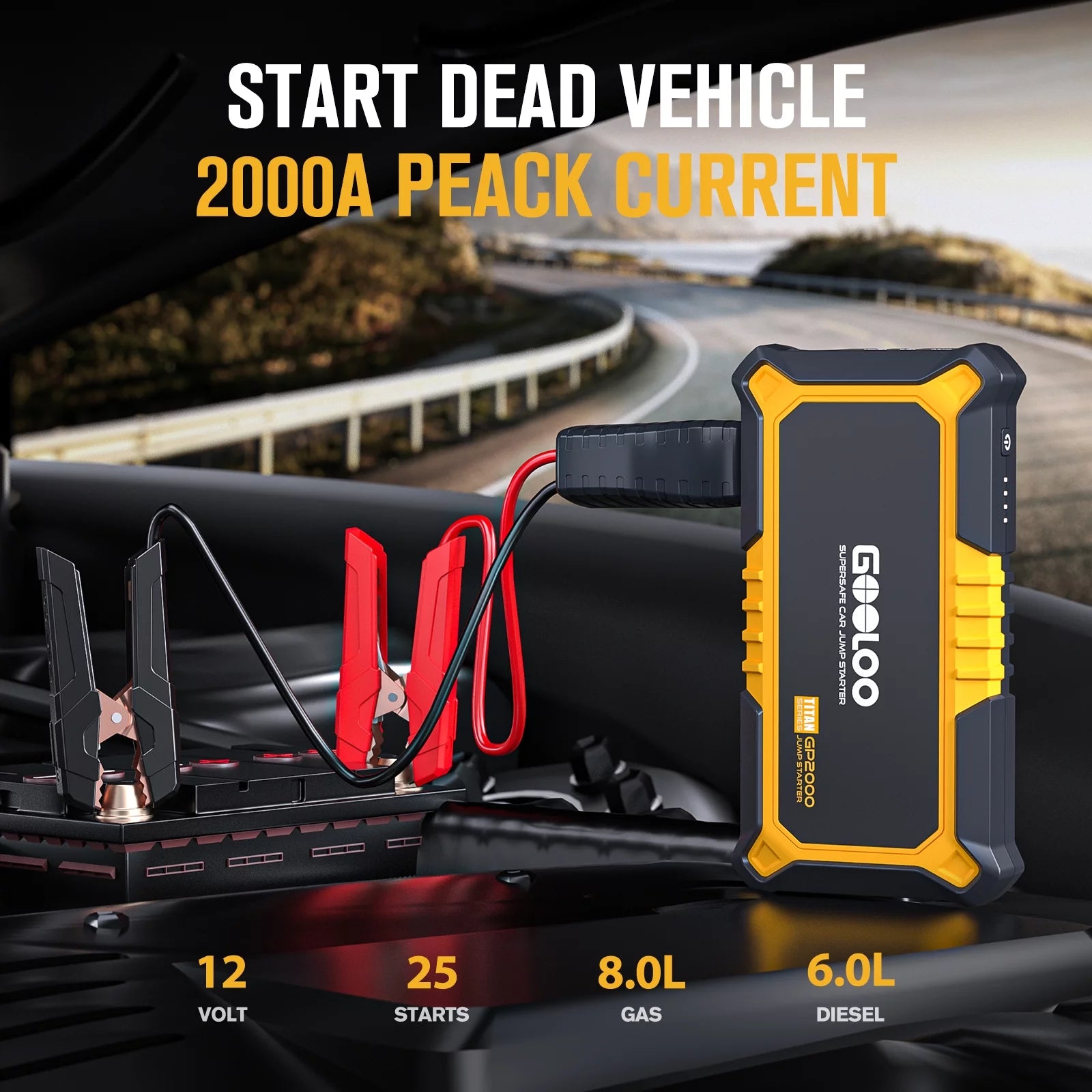 2000A Peak 12V Portable Lithium Jump Starter L57550