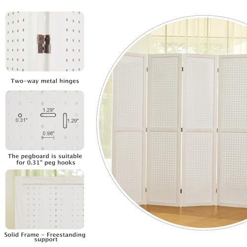 5.6Ft Wooden Folding Privacy Screen (4panels, Natural) B870254