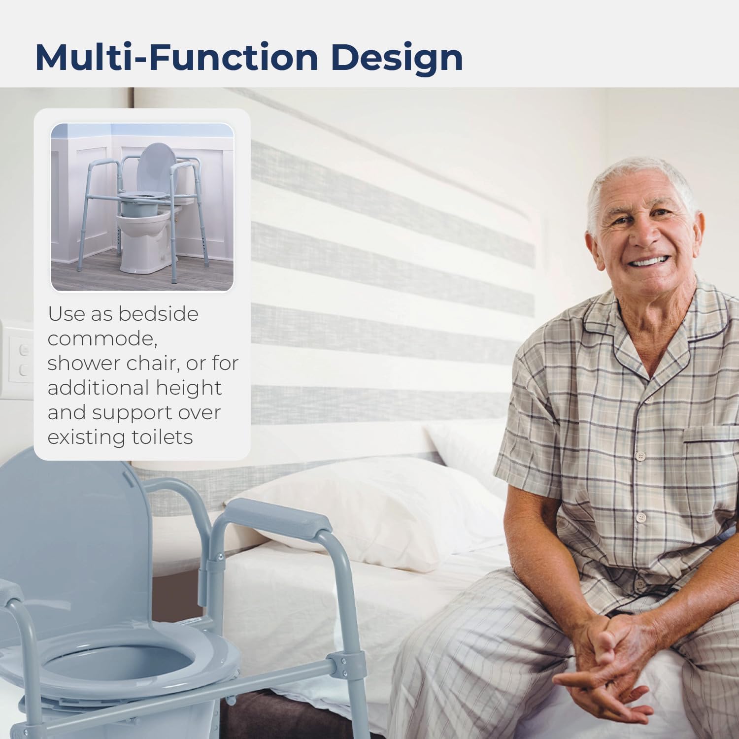 Gray Bariatric Commode Chair with Arms N751