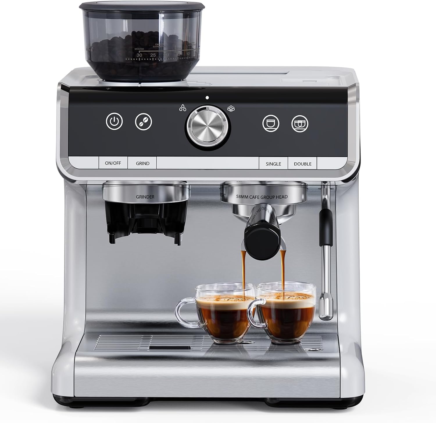 Stainless Steel Espresso Machine 20 Bar Pressure with Milk Frother 2.8l Water Tank G3302