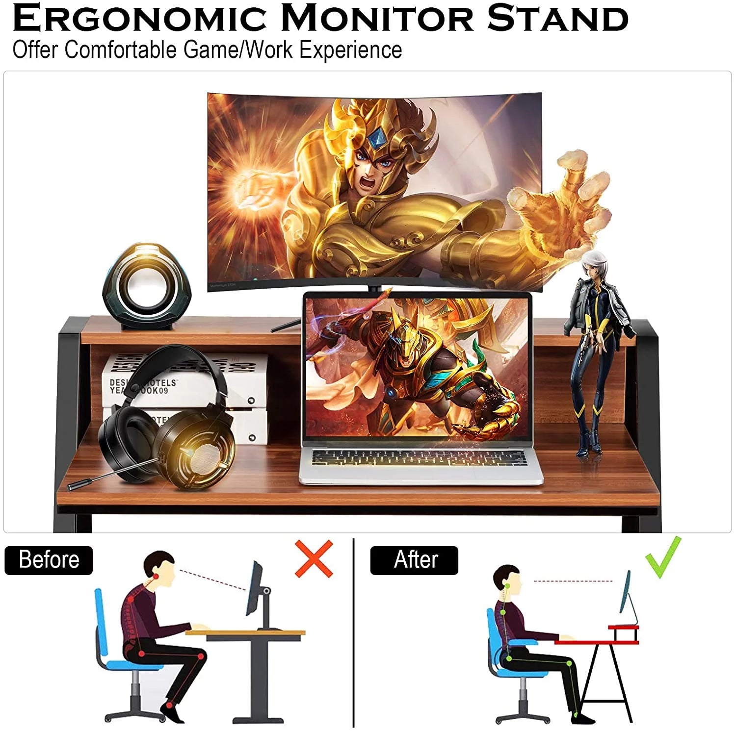 Compact Computer Desk with Sturdy Frame E601
